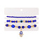 3Pcs 3 Styles Alloy & Glass Hamsa Hand Charm Anklets Sets, Stackable Anklets, Blue, Inner Diameter: 3-3/4 inch(95mm), 1pc/style