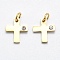 316 Surgical Stainless Steel Tiny Cross Charms, with Cubic Zirconia, Long-Lasting Plated, Clear, Real 18K Gold Plated, 12x11x2mm, Hole: 3mm