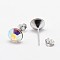 Austrian Crystal Stud Earrings, with 925 Sterling Silver Earring Posts, 101_Crystal+AB, 16x7mm, Pin: 0.8mm