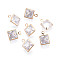 Brass Pave Clear Cubic Zirconia Pendants, Square Charms, Light Gold, 9x7x2mm, Hole: 1mm