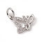 Brass Micro Pave Clear Cubic Zirconia Butterfly Charms, with Open Jump Rings, Platinum, 10x12x2mm, Jump Ring: 4.5x0.7mm, Inner Diameter: 3mm 