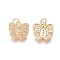 Brass Micro Pave Clear Cubic Zirconia Charms, with Jump Rings, Butterfly, Golden, 12x12x2mm, Jump Ring: 4.5x0.7mm, Inner Diameter: 3mm