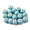 Handmade Porcelain Beads, Round, Aqua, 6~7x5~6mm, Hole: 2mm