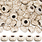 80Pcs Dyed Synthetic Turquoise European Beads, Large Hole Beads, Rondelle, Floral White, 14x8mm, Hole: 5.5mm