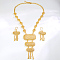 Elegant Fashion Rectangle Brass Necklace & Earrings Sets for Women, Real 18K Gold Plated