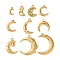 10Pcs 304 Stainless Steel Pendants, Moon, Ion Plating(IP), Real 18K Gold Plated, 13~34x8.5~23x2~3mm, Hole: 1.5~2.5mm