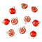 10Pcs Brass Enamel Charms, Imitation Fruit, Light Gold, Pomegranate Charm, Dark Red, 11.5x10x6mm, Hole: 1.2mm