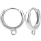 Anti-Tarnish 1 Pair Rhodium Plated 925 Sterling Silver Hoop Earrings, Ear Wire with Loops, with 925 Stamp, Platinum, 18 Gauge, 14x12x2.5mm, Hole: 1mm