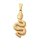 201 Stainless Steel Pendants, Snake Charms, Ion Plating(IP), Golden, 35x16x3mm, Hole: 8x3.5mm