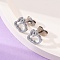 Tarnish Resistant 304 Stainless Steel Stud Earrings, with Ear Nuts, Rabbit, Stainless Steel Color, 8x9x2mm, Pin: 0.8mm, 12pairs/card