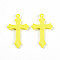 Opaque Acrylic Pendants, Cross, Yellow, 36x22x3mm, Hole: 1.6~2mm, about 1040pcs/500g