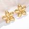 304 Stainless Steel Stud Earrings for Women, Flower, Golden, 36.5x38.5mm