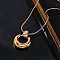 304 Stainless Steel Ring Pendant Snake Chain Necklaces, Ion Plating(IP), Real 14K Gold Plated, 17.20 inch(43.7cm)