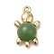 Acrylic Alloy Pendants, Gold, Tortoises, Green, 22x13.5x6.5~6.8mm, Hole: 1.6mm