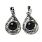 Synthetic Blue Goldstone Pendants, Rack Plating Brass Hollow Teardrop Charms, Cadmium Free & Lead Free, Platinum, 29.5x19.5x7.5mm, Hole: 7.5x5mm