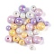 Acrylic Beads-Plating, Round, Violet, 6~15mm, Hole: 1.5mm