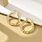 Brass Two Tone Hoop Earrings, Real 18K Gold Plated, 25.5x4mm, Pin: 14x1.5x0.5mm