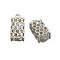 Brass Pendants, Hollow Cuboid with Glass Rhinestone Inside, Matte Platinum, 20x10x6mm, Hole: 2mm