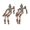 Alloy Pendants, Halloween, Red Copper & Green Patina, Skeleton, 45x17x3mm, Hole: 1.2mm