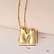 Simple and Stylish Brass Letter Pendant Satellite Chain Necklaces for Women Men, Golden, Letter M, 16.14 inch(41cm)
