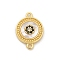 Brass Micro Pave Clear Cubic Zirconia Connector Charms, with Shell, Real 18K Gold Plated, Flat Round, 16x11.5x2.5mm, Hole: 1.2mm