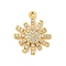 Sun Rack Plating Brass Micro Pave Clear Cubic Zirconia Pendants, Long-Lasting Plated, Cadmium Free & Lead Free, Real 18K Gold Plated, 17x14.5x2.5mm, Hole: 1.2mm
