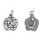 Brass Pendants, with Jump Rings and Magnet, Nickel Free, Flower, Platinum, 17x11.5x16mm, Jump Ring: 5x1mm, 3mm inner diameter
