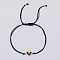 Brass Pave Cubic Zirconia Heart Link Bracelets, Adjustable Polyester Thread Braided Bracelets for Women, Black, Inner Diameter: 11 inch(28cm)