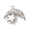 Brass Micro Pave Cubic Zirconia Pendants, Cadmium Free & Nickel Free & Lead Free, Moon & Star Charms, Platinum, 11x12.5x2.5mm, Hole: 0.8mm