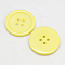 Resin Buttons, Dyed, Flat Round, Yellow, 22x3mm, Hole: 2mm, 195pcs/bag
