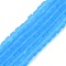 Transparent Frosted Glass Beads Strands, Cube, Faceted, Deep Sky Blue, 4~4.5x4~4.5x4~4.5mm, Hole: 1~1.2mm, about 97~98pcs/strand, 16.14~16.54 inch(41~42cm)