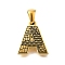 Golden 304 Stainless Steel Pendants, Bark Pattern, Letter A, 16.5x14.5x2.5mm, Hole: 5.5x3mm