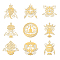 OLYCRAFT 9pcs 1.6x1.6 inch Luck Golden Metal Stickers Eight Auspicious Stickers Self Adhesive Ashtamangala Buddhism Energy Stickers Golden Epoxy Stickers for DIY Scrapbooks Epoxy Resin Decoration