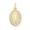 Brass Micro Pave Cubic Zirconia European Dangle Charms, Ellipse & Religion, Saint Benedict, Large Hole Pendants, Real 16K Gold Plated, 24x14.5x7.5mm, Hole: 5x4mm