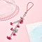 Flower Acrylic & Glass Mobile Straps, Butterfly Alloy Charms Mobile Deocoratione, Red, 16.5cm