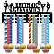 Sports Theme Iron Medal Hanger Holder Display Wall Rack, 3-Line, with Screws, Rhythmic Gymnastics, Word, 130x290mm, Hole: 5mm