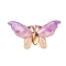 Gradient Color Resin Pendants, With Golden Iron Findings, Butterfly, Violet, 26x50.5x3.5mm, Hole: 1.5mm