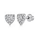 Женские серьги-гвоздики в форме сердца из стерлингового серебра 925 пробы с родиевым покрытием и микропаве из кубического циркония EJEW-P231-75B-1