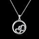 Silver Plated Brass Cubic Zirconia Heart To Heart Pendant Necklaces NJEW-BB16172-2