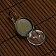 Cabochon-Abdeckung aus klar gewölbtem Glas und Fassungen für den Ohrring aus Messing für Heimwerker DIY-X0160-AB-NR-3