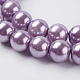 Fili di perle rotonde di perle di vetro tinto ecologico HY-A002-8mm-RB056-3