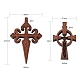 40個2スタイルの木製ペンダント  宗教  染め  エルサレム十字と十字架  ココナッツブラウン  34~43.5x21~29x4.5mm  穴：1.5mm  20個/スタイル WOOD-LS0001-17-3