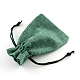 ポリエステル模造黄麻布包装袋巾着袋  クリスマスのために  結婚式のパーティーとdiyクラフトパッキング  ミディアムシーグリーン  9x7cm ABAG-R005-9x7-07-3