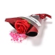 バレンタインデーのテーマミニドライフラワーブーケ  リボン付き  ギフトボックス包装装飾用  レッド  110x81x31mm DIY-C008-01A-3