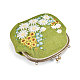 Shegraceコーデュロイ女性イブニングバッグ  刺繍ミルクの綿の花  合金の花の財布のフレームハンドル  合金ツイストカーブチェーン  緑黄  240x240mm JBG008A-02-3