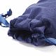 ビロードのアクセサリー類の巾着袋  サテンリボン付き  長方形  マリンブルー  10x8x0.3cm TP-D001-01A-06-3