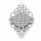 Antique Silver Tibetan Style Alloy Filigree Rhombus Cabochon Connector Settings TIBE-M022-08AS-3