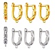 4 Paar 2-farbige Messing-Ohrringe mit ausgehöhlten rechteckigen Creolen ZIRC-SZ0005-04-1