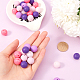 60 шт. 2 стиля круглых силиконовых фокусных бусин с флуоресцентными акриловыми бусинами SIL-SP0001-01C-3