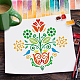 FINGERINSPIRE Damask Flower Stencil 11.8x11.8 inch Tribal Floral Plants Stencils Plastic Ethnic Sunflower Leaves Pattern Stencil Reusable DIY Art and Craft Stencil for Wood Wall Painting Home Decor DIY-WH0391-0475-7